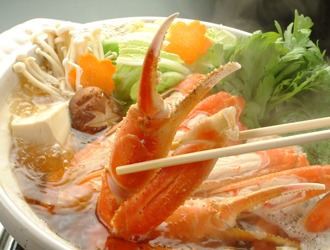 かにすき鍋と雑炊のシズル